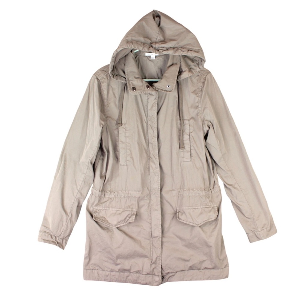 James Perse Standard Hooded Parka Full Zip Jacket Womens Size 3 Beige Yosemite